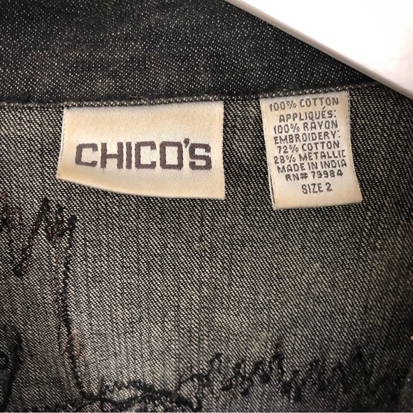 Chicos dark jean jacket with bronze stitching and bead detail - Picture 4 of 9